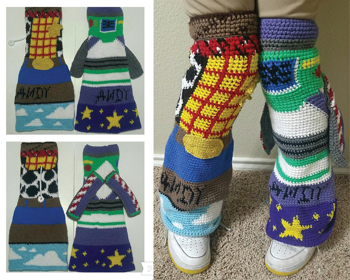 Toy Story custom crochet legwarmers