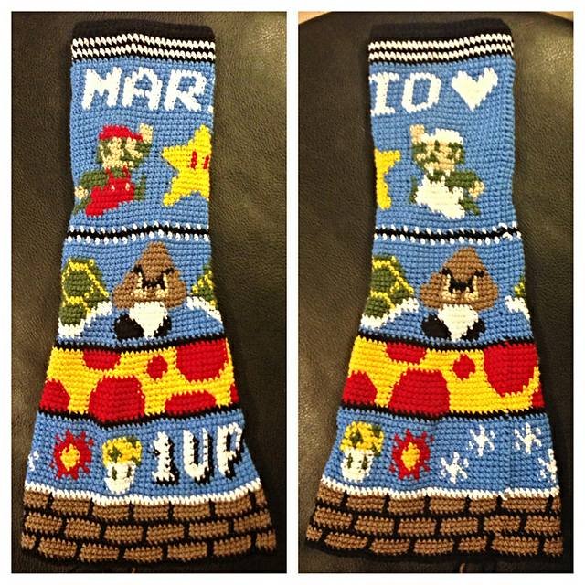 Super Mario custom crochet legwarmers