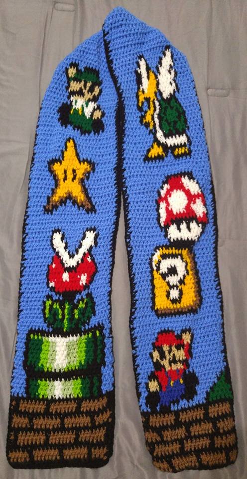 Super Mario custom crochet scarf