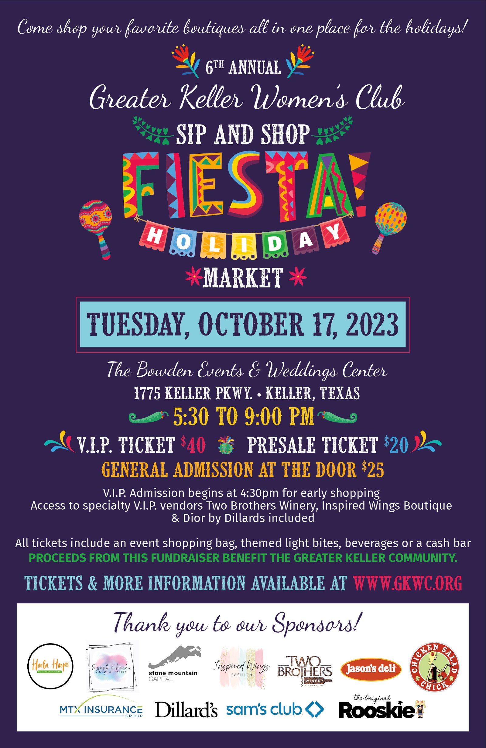 Fiesta Sip & Shop Event poster