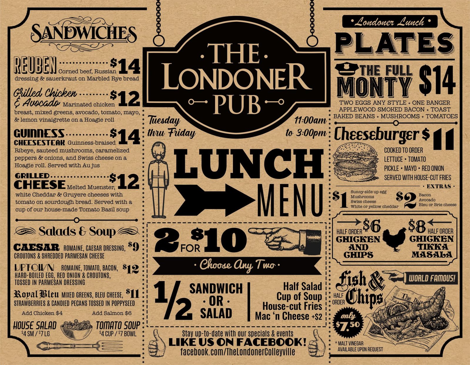 The Londoner Colleyville Lunch menu