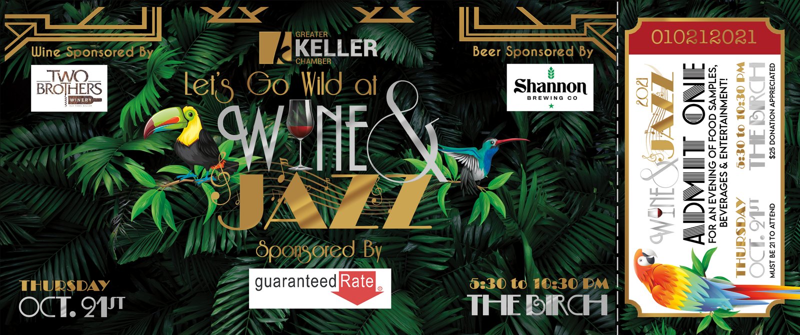 Greater Keller Chamber of Commerce Wine & Jazz 2021 promotion